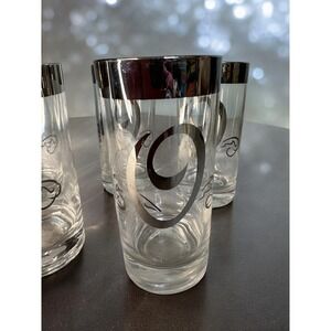 5 Dorothy Thorpe Silver Rim Monogram Letter O Tumbler Glasses Highball Bar MCM